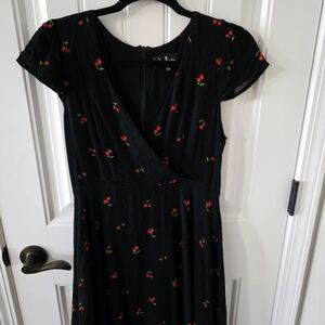 Black Cherry Print Dress